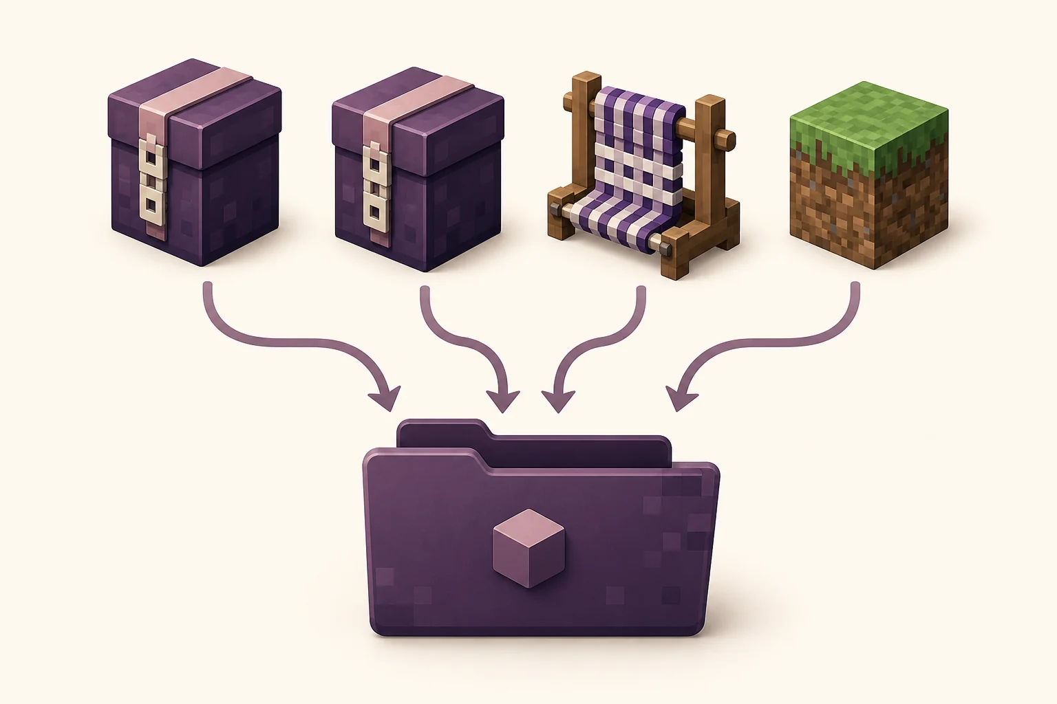Illustration of matching mod files being placed into one Prism Launcher instance folder